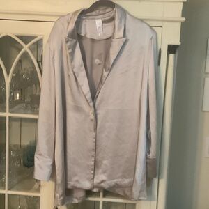 Elegant Silver Satin Blazer